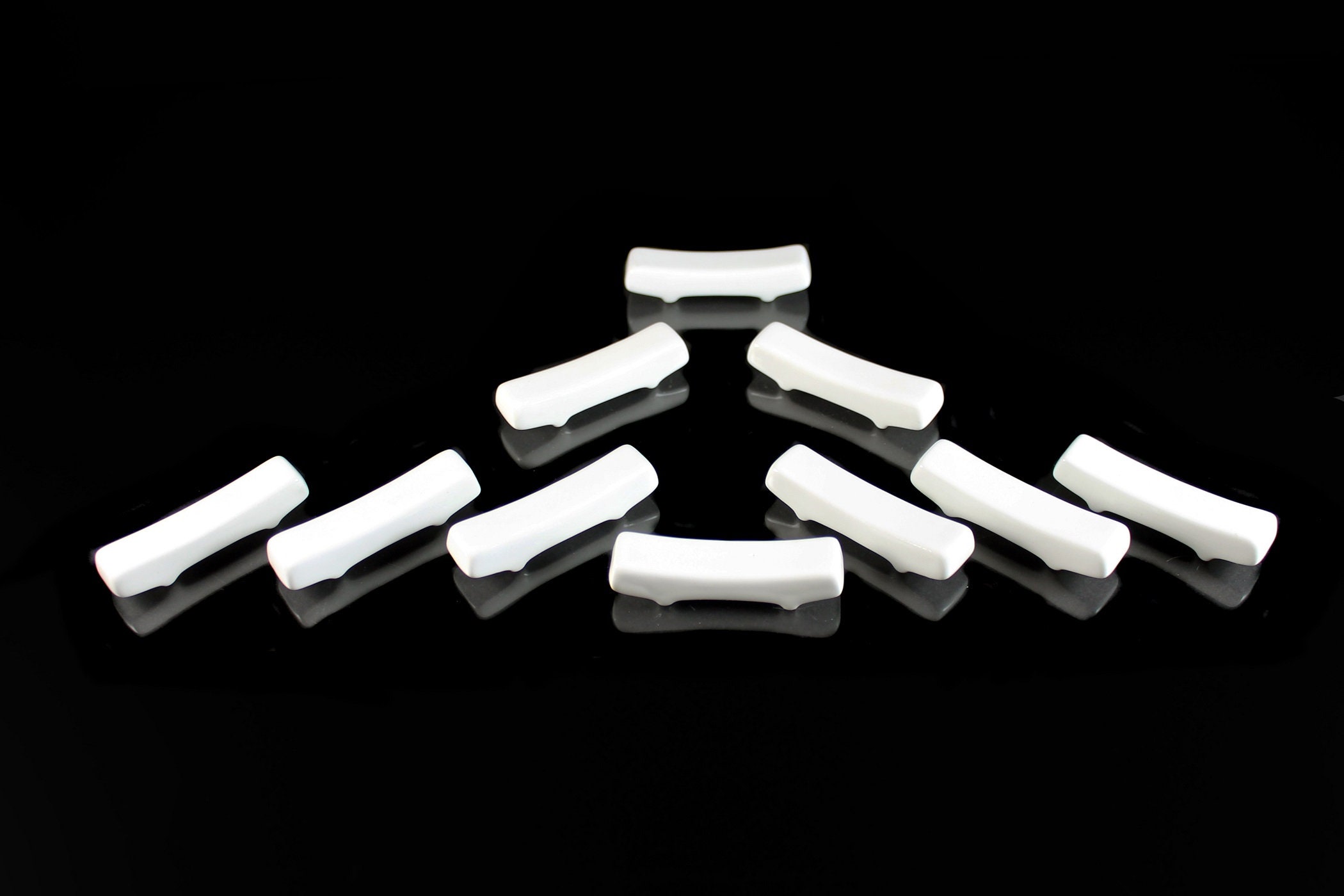 Porcelain Chopstick Rests, Set of 10, White, Footed