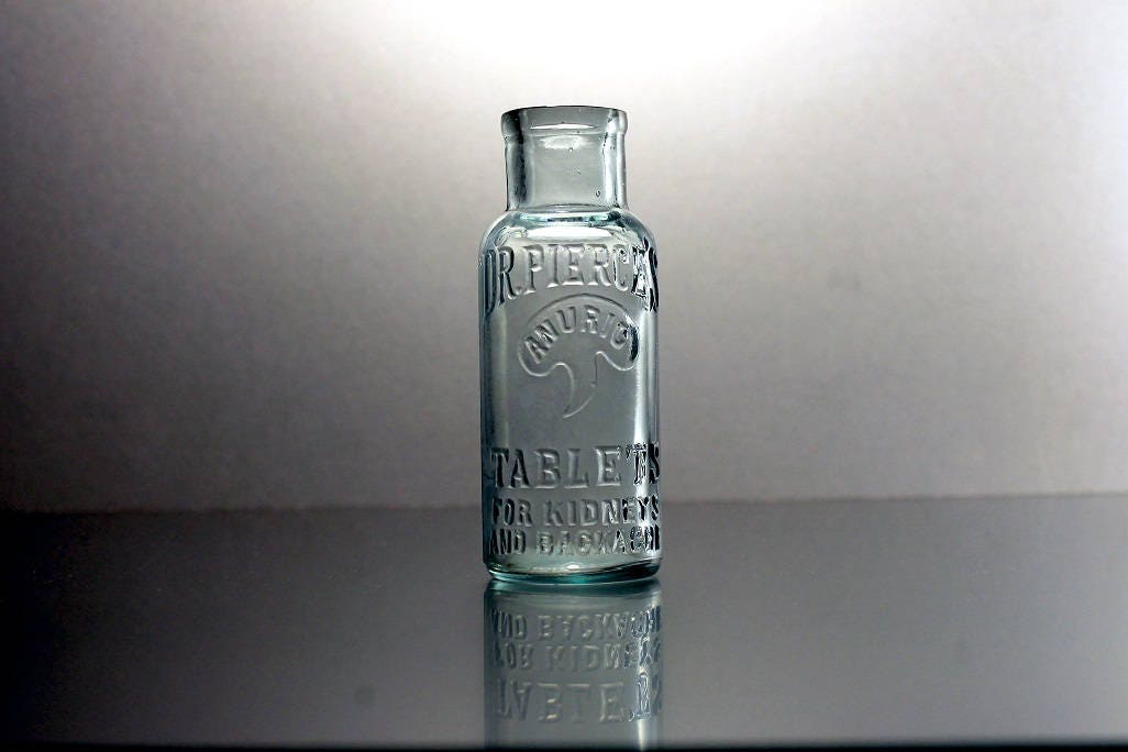 Antique Small GLASS MEDICINE PILL BOTTLE Nitroglycerin Sharp