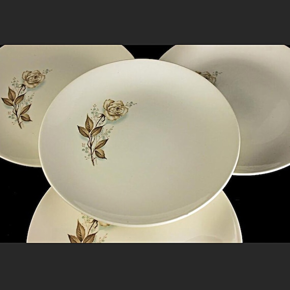 Mount Clemens, Bread and Butter Plates, Brown Rose, Hard to Find Pattern, Floral Pattern, Set of 4