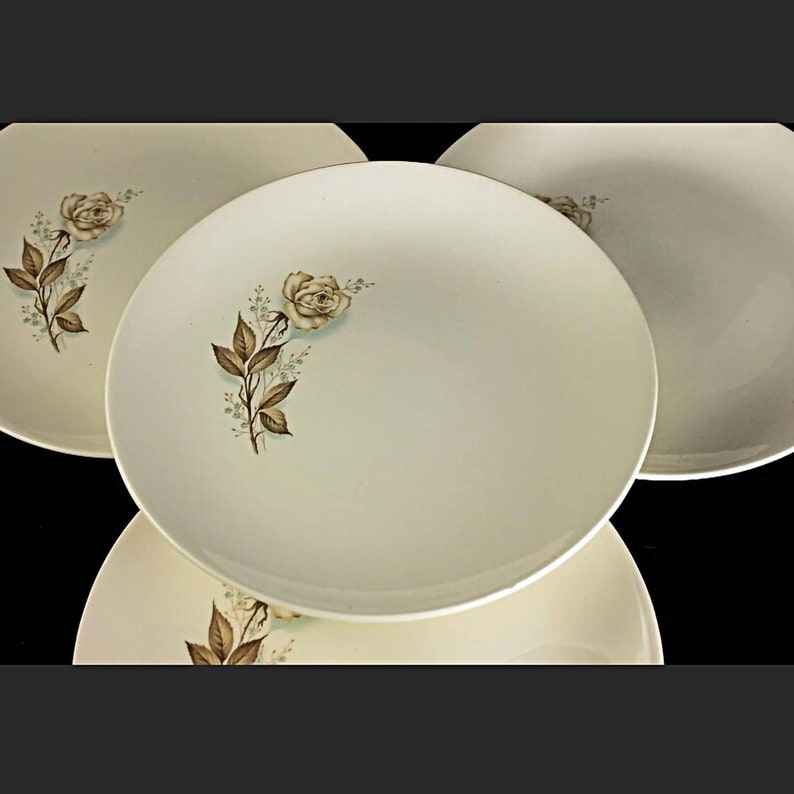 Mount Clemens, Bread and Butter Plates, Brown Rose, Hard to Find Pattern, Floral Pattern, Set of 4 image 1