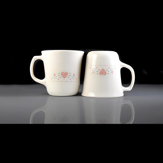 Corning Corelle Forever Yours Heart Mugs, Set of 2, 8 Ounce