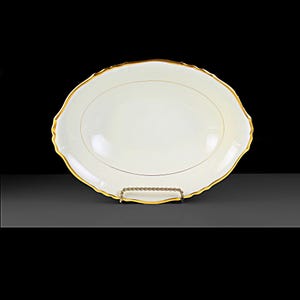 Vintage Syracuse China Old Ivory Brantley Vegetable Bowl – 10 Inch Oval Serving Dish with Gold Trim, Made in USA