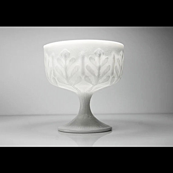 FTD Milk Glass Compote, Oak Leaf Pattern, Small, Planter