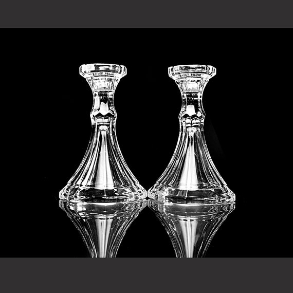 Fostoria Virginia Clear Candlesticks, 6-Inch Tall Candle Holders, Pair