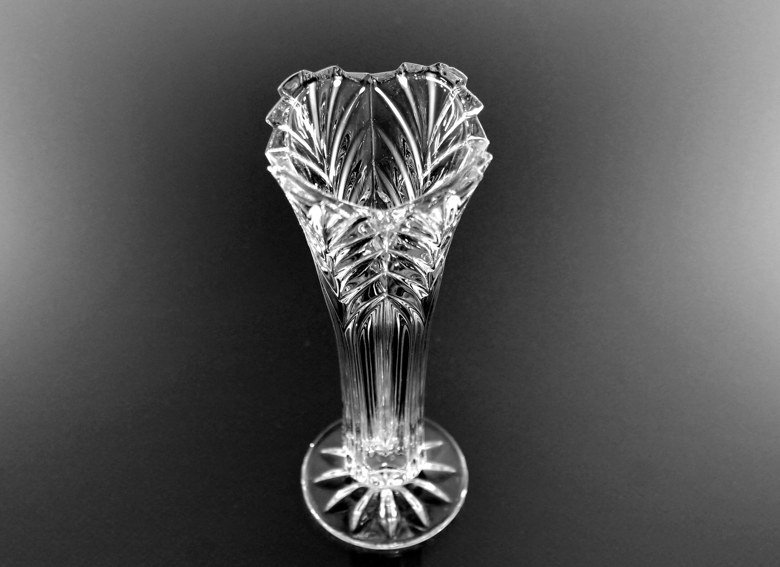 Crystal Footed Bud Vase, Cut Glass, Heavy, Table Vase