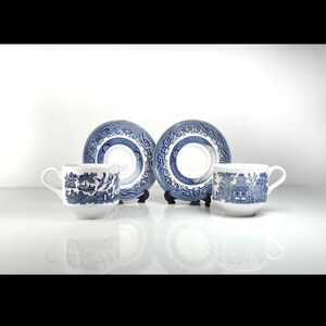Churchill Blue Willow Cups and Saucers - Set of 2 – English Staffordshire China