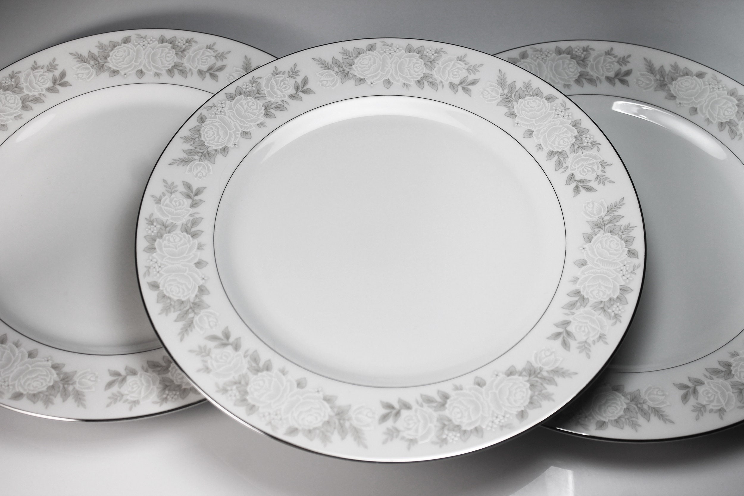 Dinner Plates, Fine China of Japan, Adele, Floral, Set of 3