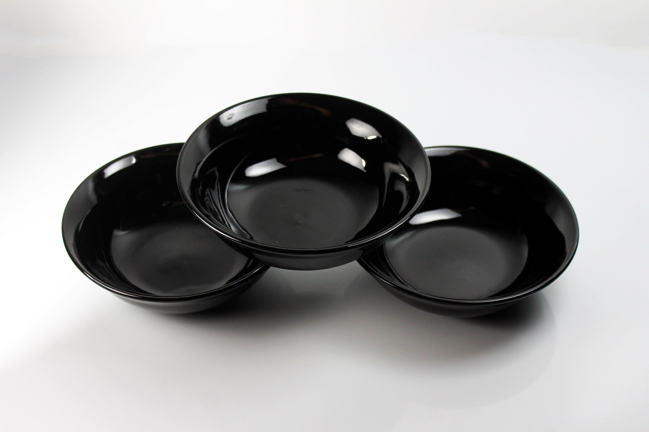 Black Cereal Bowls, Set of 3, Soup Bowls