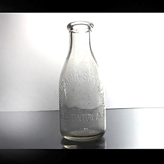 Morrisania Stock Farm Milk Bottle, Quart, Embossed, Collectible, Clear Glass