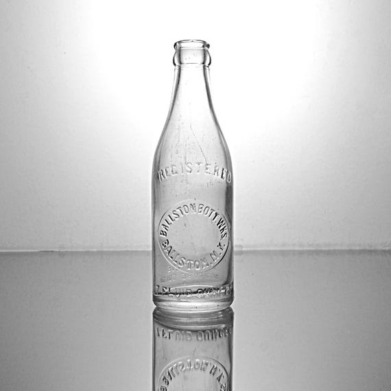 Vintage Ballston Bottling Works Soda Bottle, Ballston NY, 7 Oz Embossed Glass, 1920s