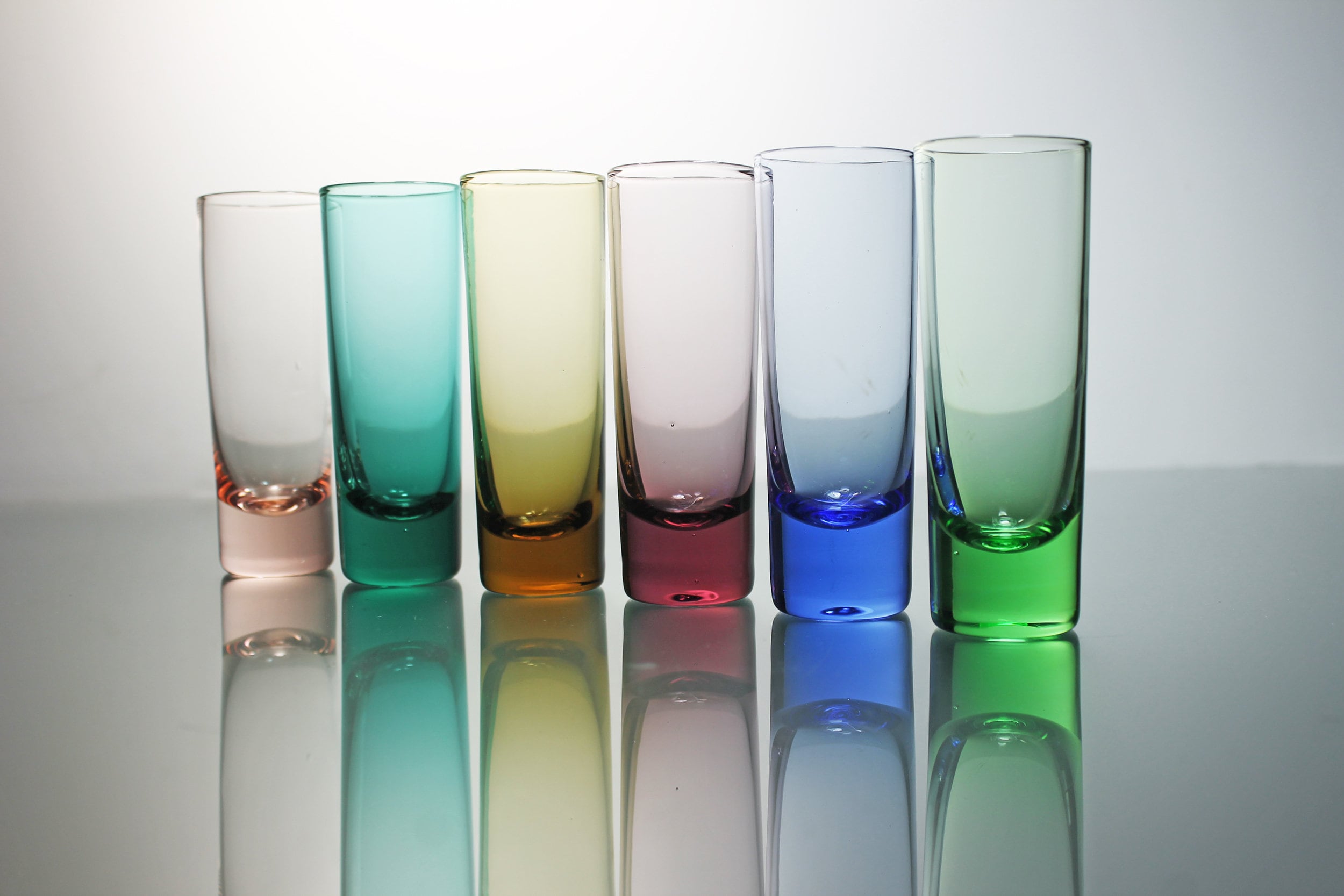 Tall Shot Glasses, Multicolored, Barware, Set of 6