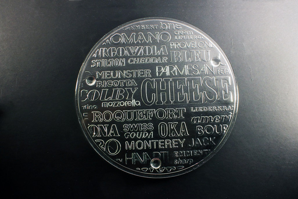 Footed Cheese Plate, Embossed, Cheese Platter, Typography Pattern