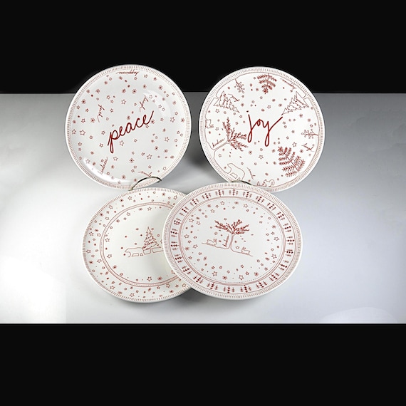 Royal Doulton Ellen DeGeneres Holiday Dessert Plates, Set of 4, Christmas Plates, Original Box