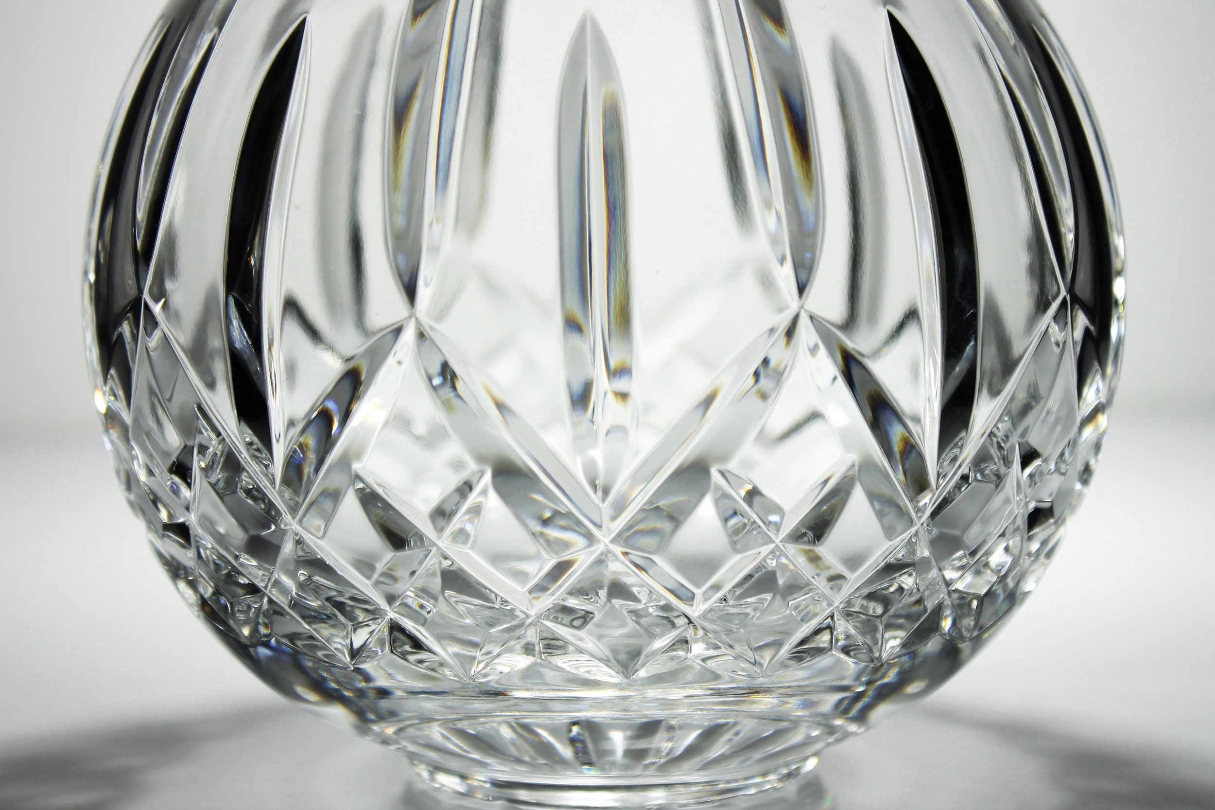 Waterford Crystal Rose Bowl, Lismore, Cut Glass, Centerpiece, 6 Inch, Clear Glass, Display Piece