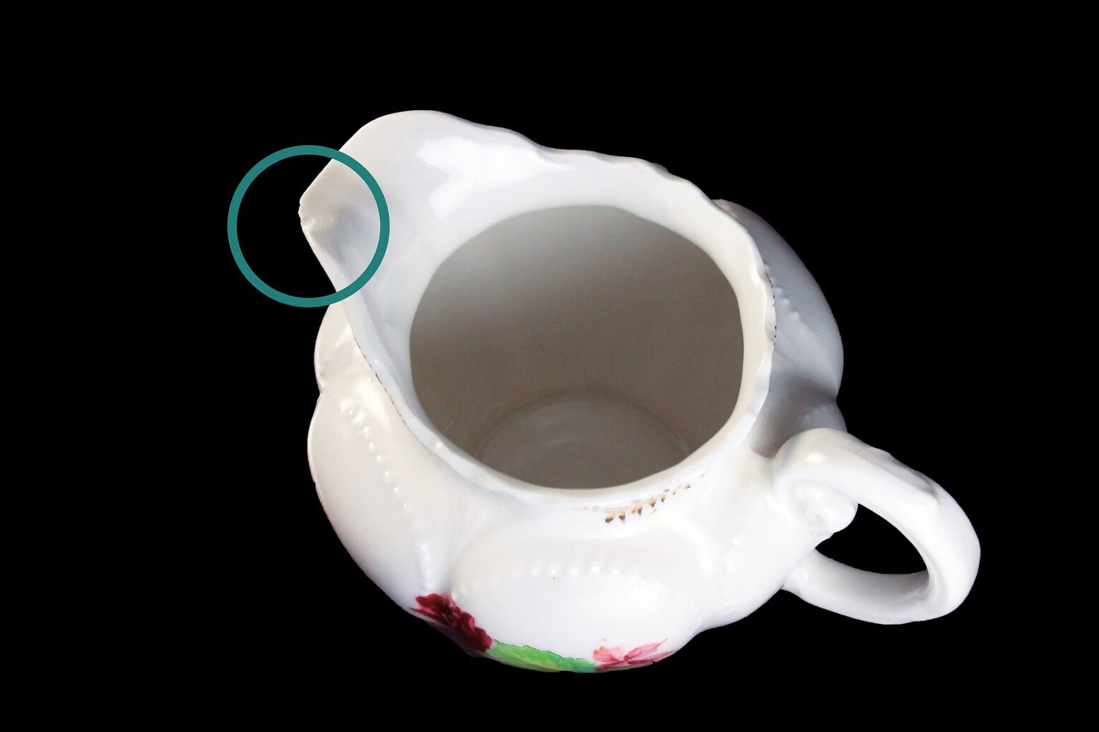 Creamer, Made In Germany, White, Pink Floral, Gold Trimmed, Porcelain