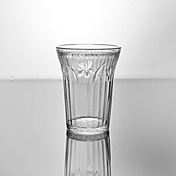 Jeannette Glass Iris Clear Flat Tumbler – 8 oz Depression Glass