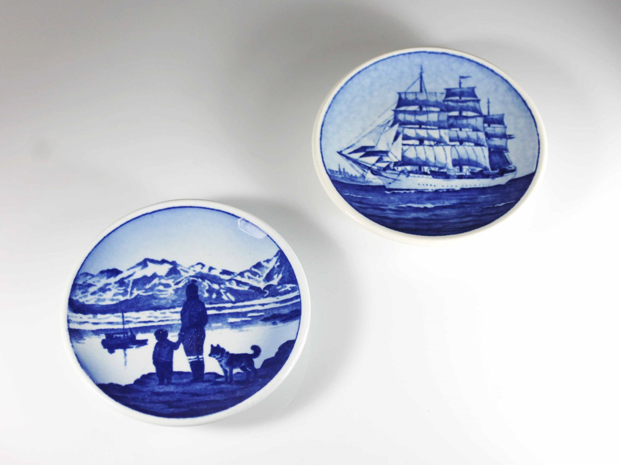 Collectible Miniature Wall Plates Royal Copenhagen Set of Two Decorative Plates Wall Decor Blue and White Danish Porcelain