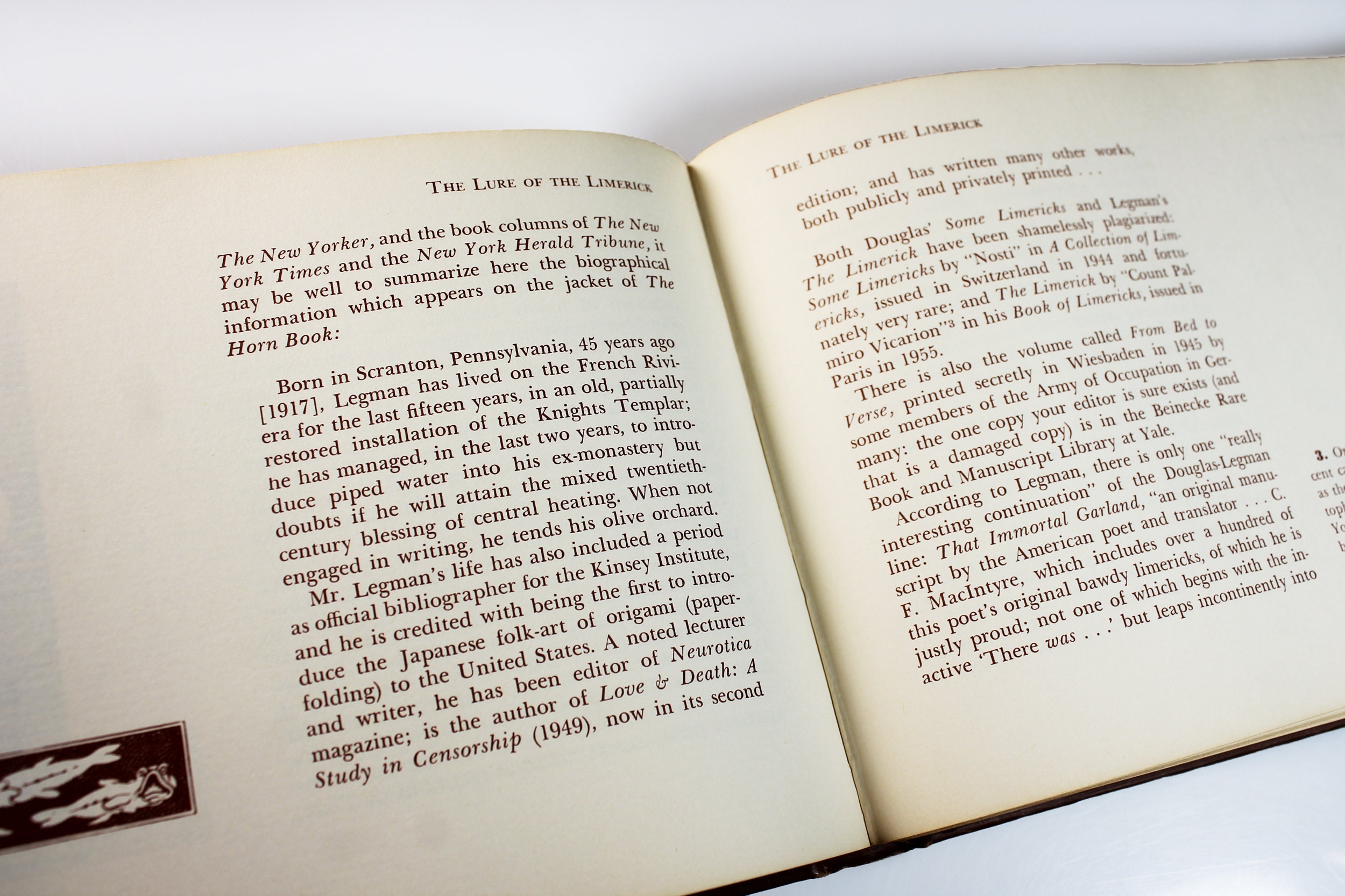 Adult Hardcover Book, The Lure of the Limerick, William S. Baring-Gould,  Limericks, Humor, Reference, Non-Fiction, Illustrated