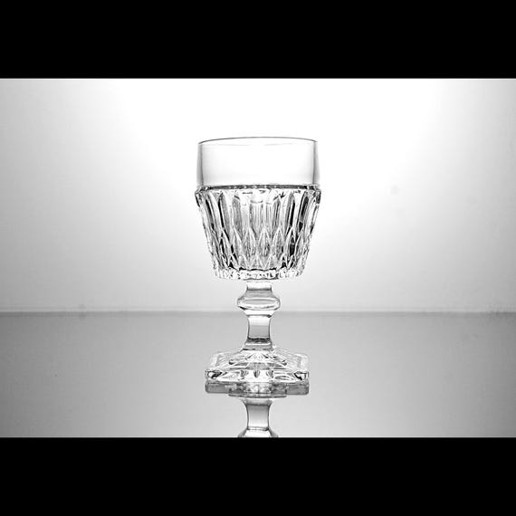 Indiana Glass Mt. Vernon Water Goblet with Square Foot – 6 Inch Pressed Glass