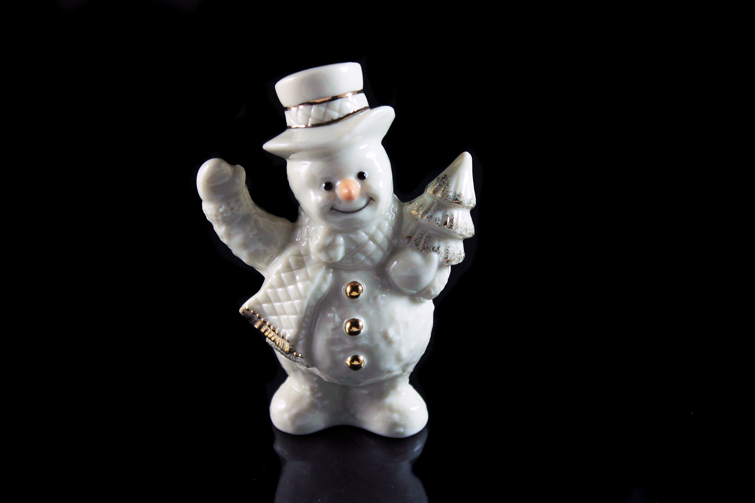 Lenox Snowman Figurine, Winter Ornament, Winter Decor, Snowman with