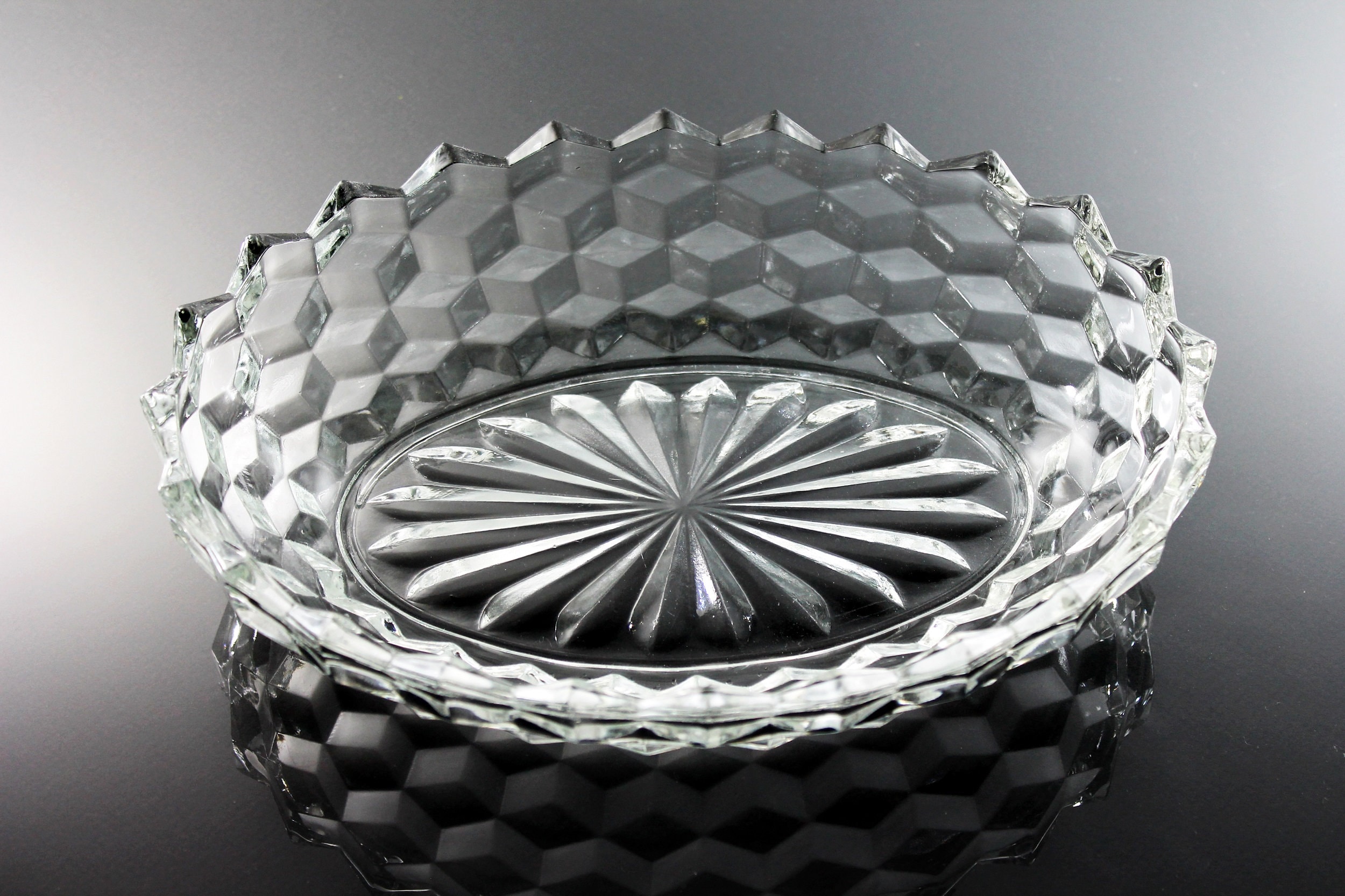 Fostoria Oval Vegetable Bowl, American, Cube Pattern, Serving Bowl