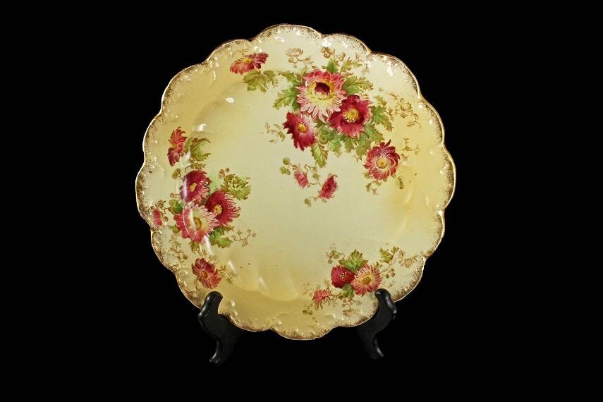Decorative plate, Display plate, Hand Painted Plate, Gold Gilt, Floral