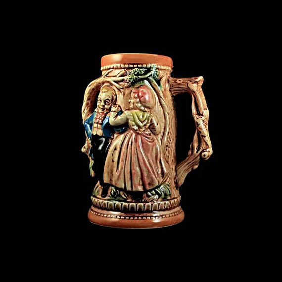 Beer Stein, German Style, Made in Japan, Dance Scene, Tree Design, Beer Mug, Decorative Stein