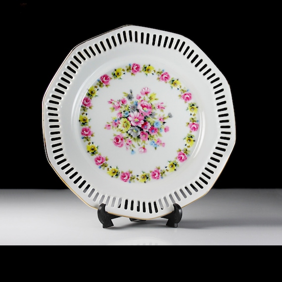 Salad Plate, Schwarsenhammer, Reticulated, Floral, Decagon, Display Plate, Collectible, Fine China