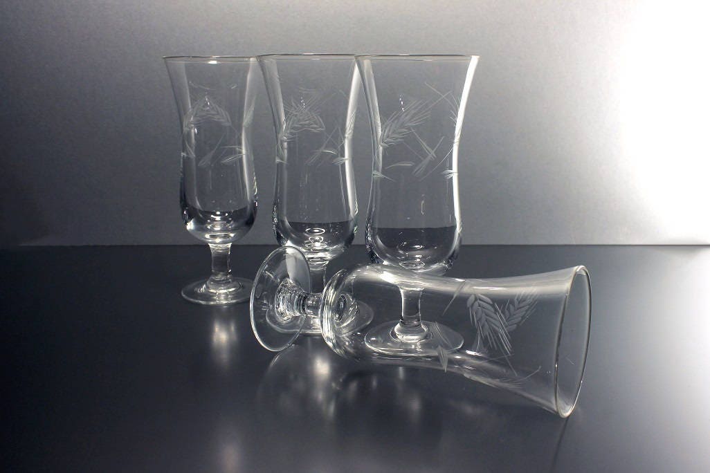 Etched Glass Parfait Glasses, Champagne Glasses, Cocktail Glasses, Set