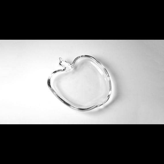 Vintage Clear Glass Apple Trinket, Candy, or Ring Dish