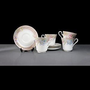 Tazas y Platillos, Mikasa, Charisma Beige, Juego de Cuatro, China Fina, Descontinuado