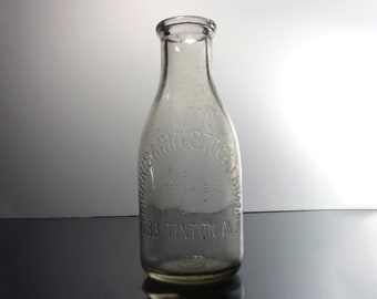 Morrisania Stock Farm Milk Bottle, Quart, Embossed, Collectible, Clear Glass
