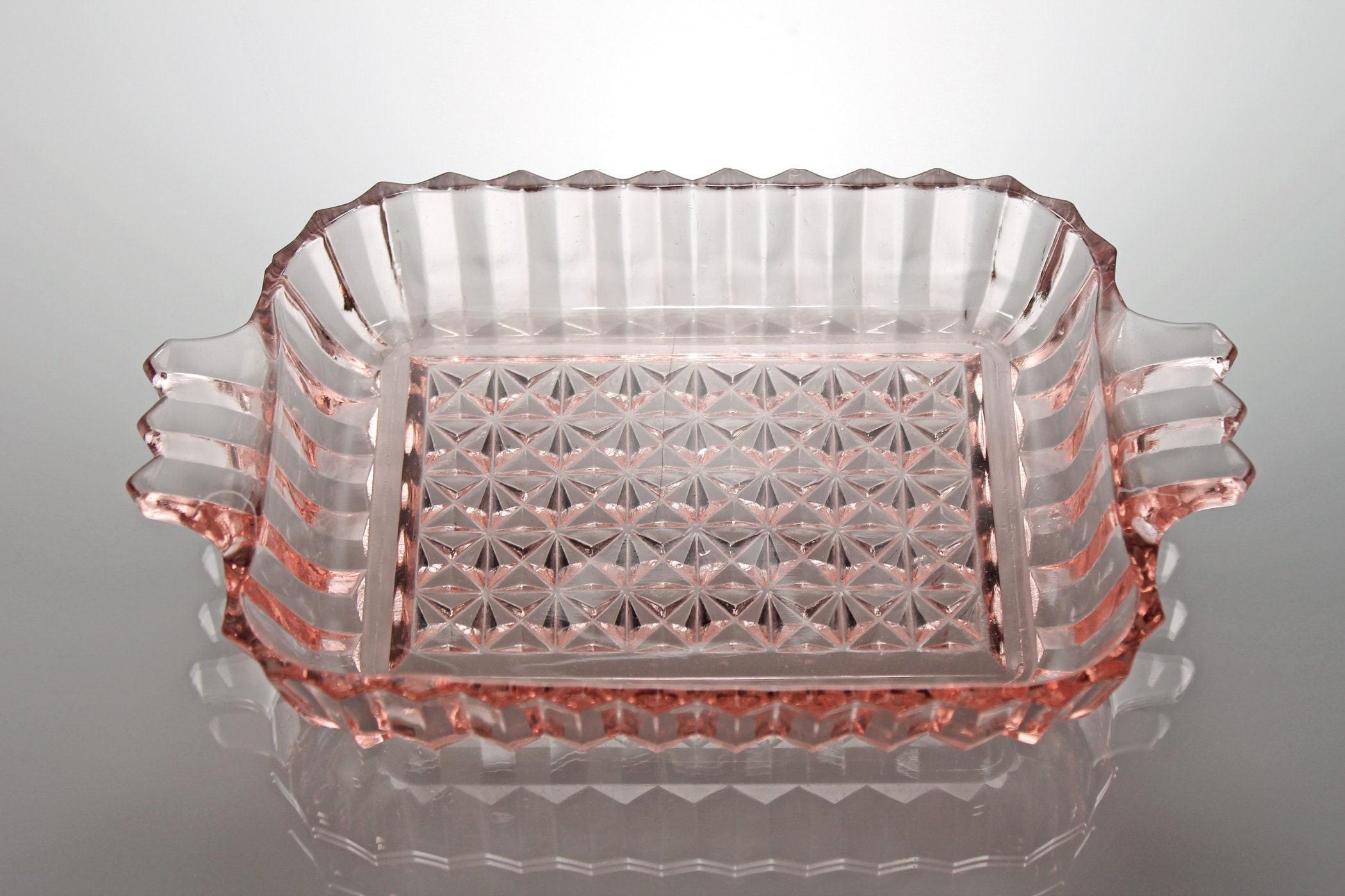 Anchor Hocking Mint Dish, Pink Depression Glass, Handled, Giftware