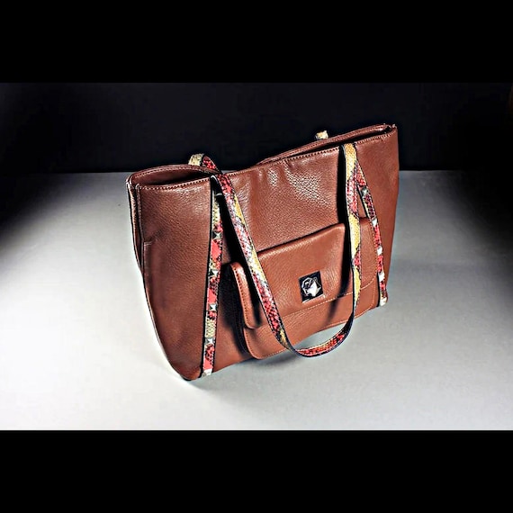 Brown Tote Bag, Ruby Rd., Handbag, Shoulder, Faux Leather, Front Compartment, Large Bag, Carry All