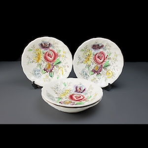 Fruit Bowls Johnson Brothers Sheraton, Made In England, Set of 4, Floral Center, Collectible