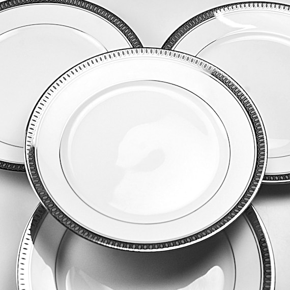 Continental China Duchess Bread and Butter Plates, 6 Inch, Platinum Trim, Mid Century Rosenthal, Set of 4