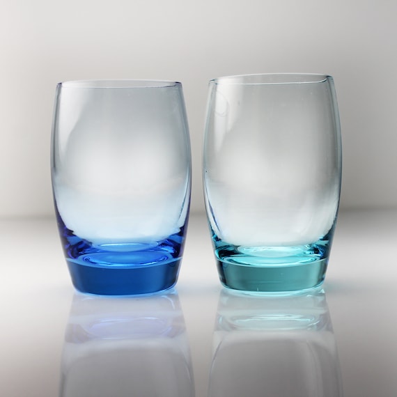 Shot Glasses, Dark and Light Blue, Set of 2, Barware, 4 Ounce, Weighted Bottom