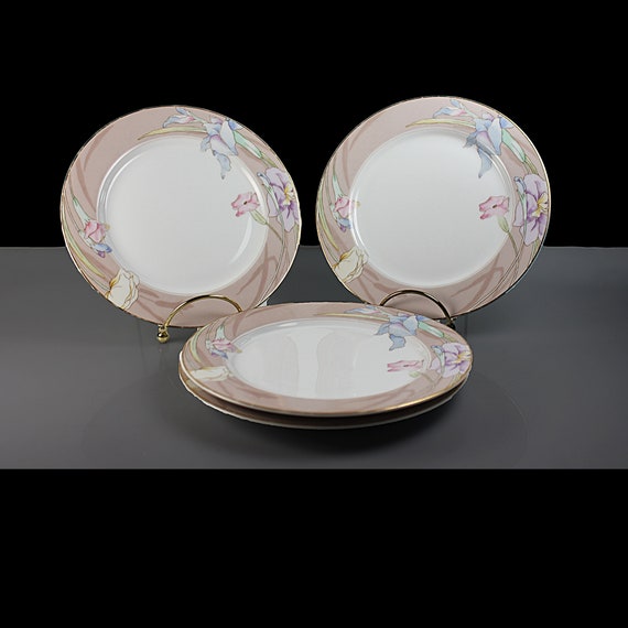 Salad Plates, Mikasa, Charisma Beige, Fine Ivory China, Floral, Set of 4, Discontinued