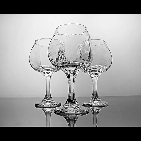Wine Glasses, Libbey Glass Co, Chivalry, Textured Barware, Stemware, Set of 3