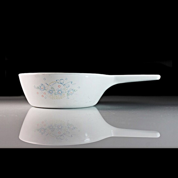 Corning Country Cornflower Sauce Pan, Skillet, Half Liter, Floral Design, No Cover, Discontinued