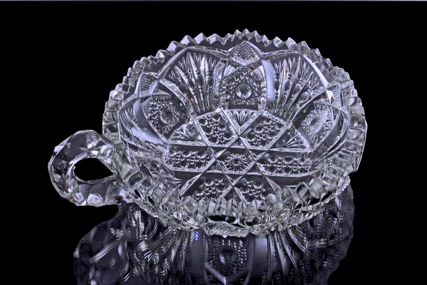 EAPG Nappy, Antique, Imperial Glass, Sawtooth Edge, Star and Fan Design