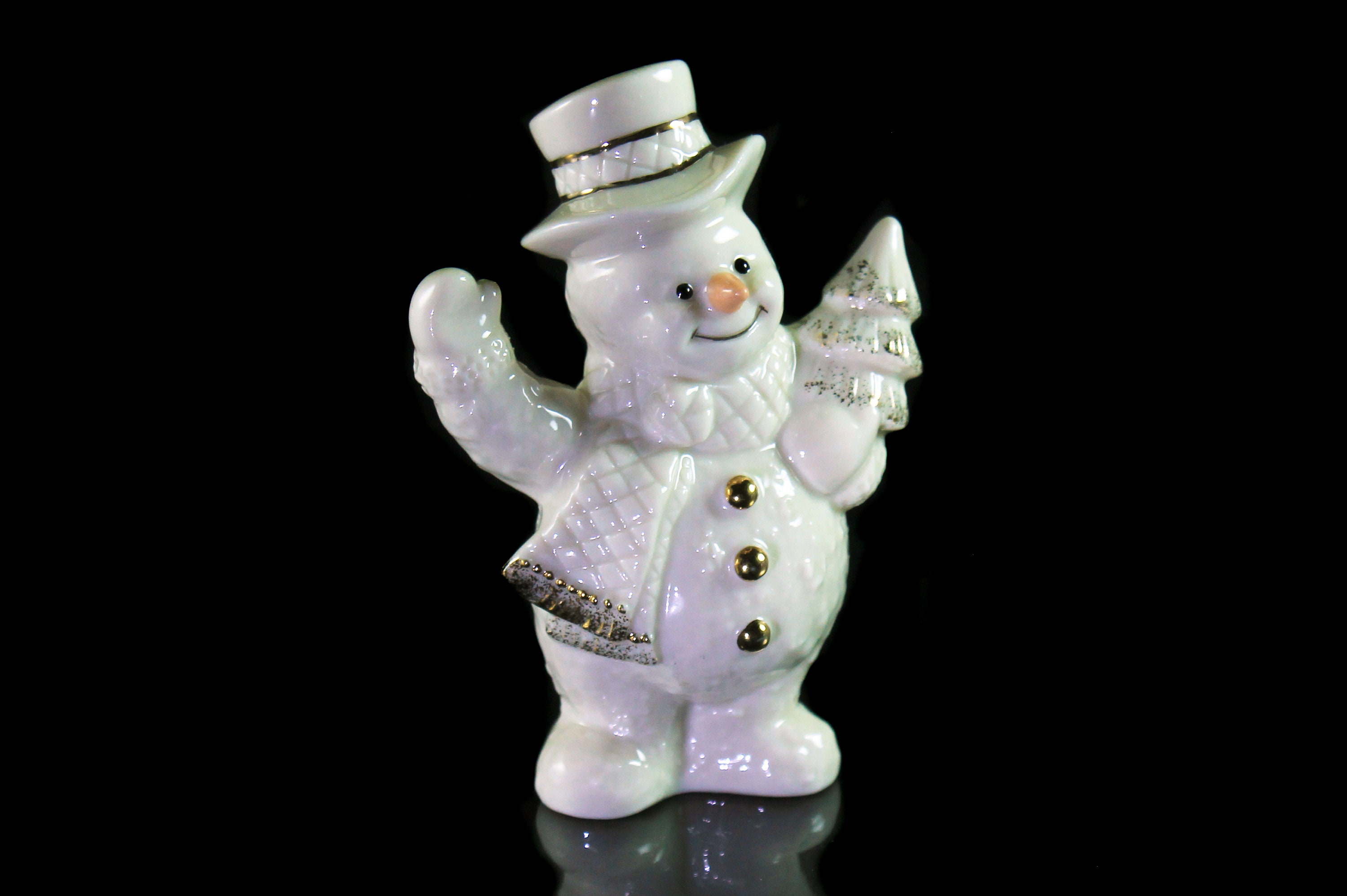 Lenox Snowman Figurine, Winter Ornament, Winter Decor, Snowman with