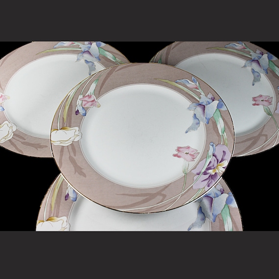 Dinner Plates, Mikasa, Charisma Beige, Fine Ivory China, Floral, Set of 4, Discontinued