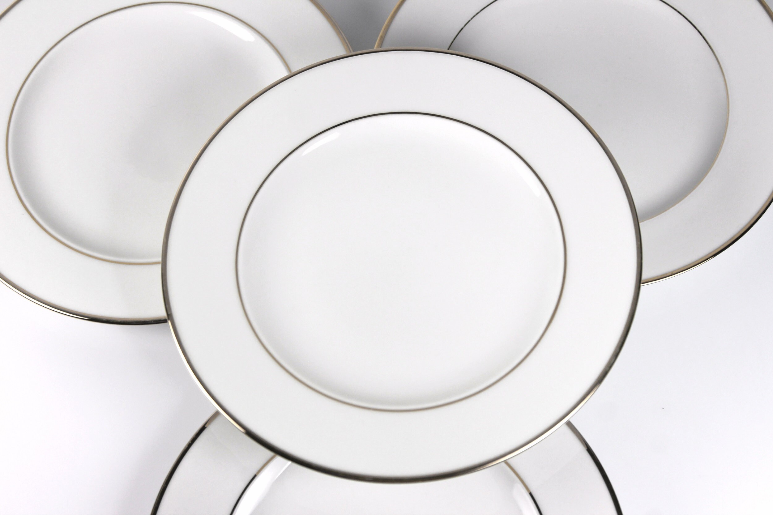Bread and Butter Plates, Johann Haviland Bavaria, Golden Band, White
