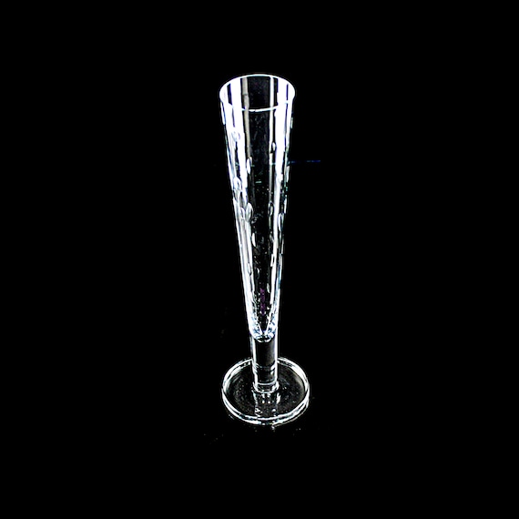 Crystal Flute Bud Vase, Oval Cuts, 10 Inch Vase, Clear Glass