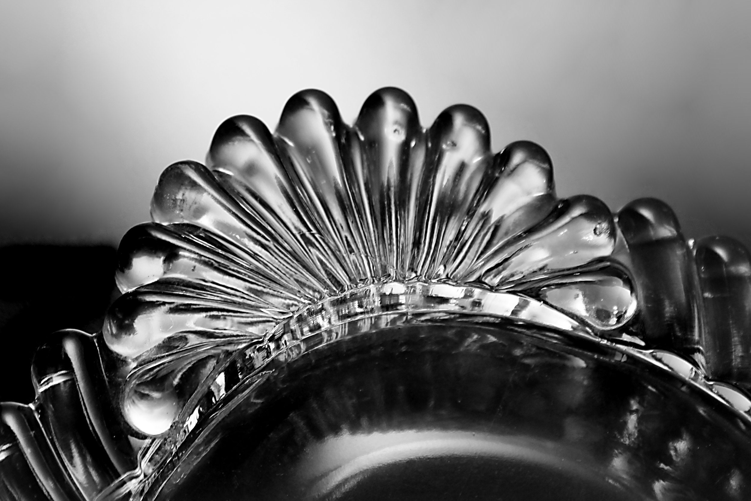 Glass Vanity Tray, Ribbed, Clear Glass, Serving, Handled, Pressed Glass