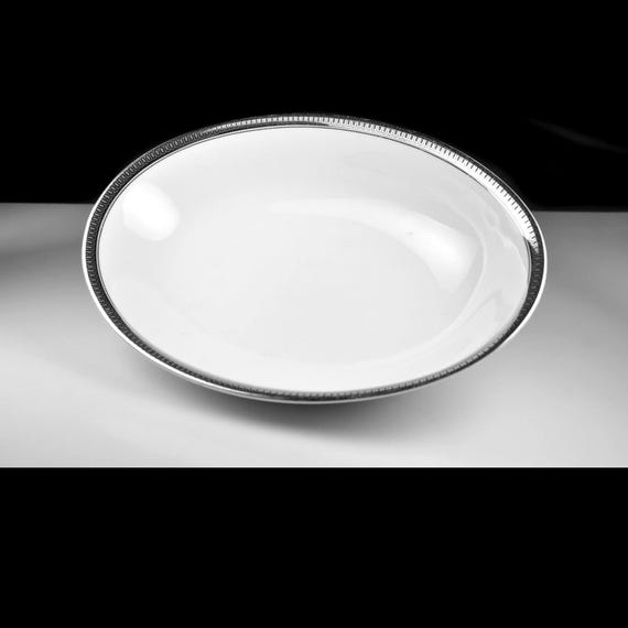 Continental China Duchess Oval Vegetable Bowl – 1960s German Silver Band Serving Dish