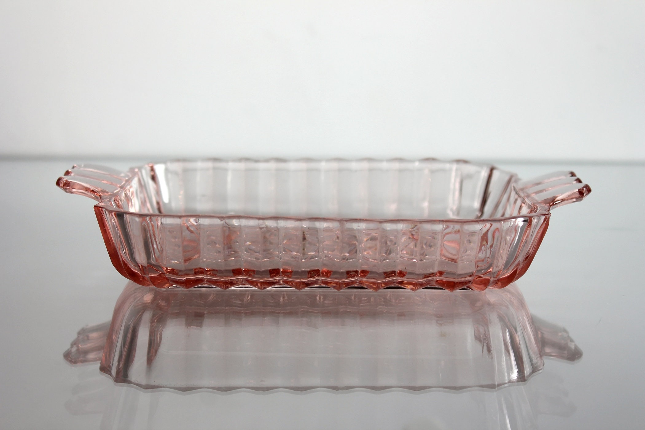Anchor Hocking Mint Dish, Pink Depression Glass, Handled, Giftware