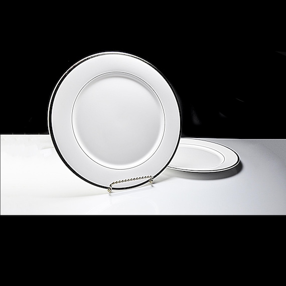 Spode Silver Eternity Dinner Plates – Set of 2, 10 Inch, Bone China, Made in England