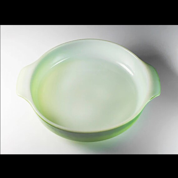 Fire King Cake Pan, Anchor Hocking, Avocado Green, 9 Inch, Ovenware, Discontinued